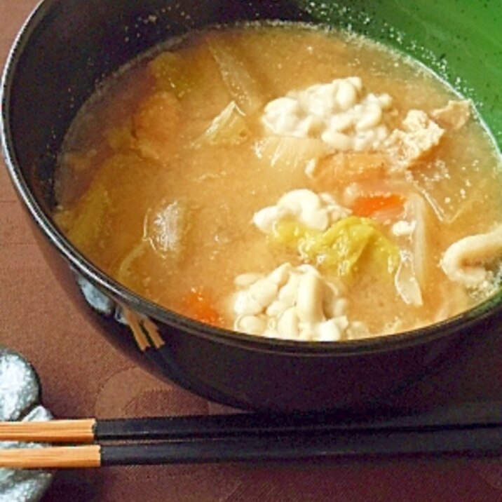 白子(鱈)と野菜の具沢山な味噌汁